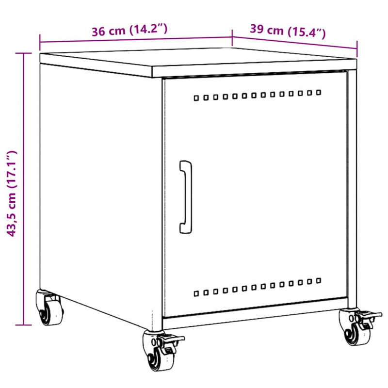 Szafki nocne, 2 szt., antracytowe, 36x39x43,5 cm, stal