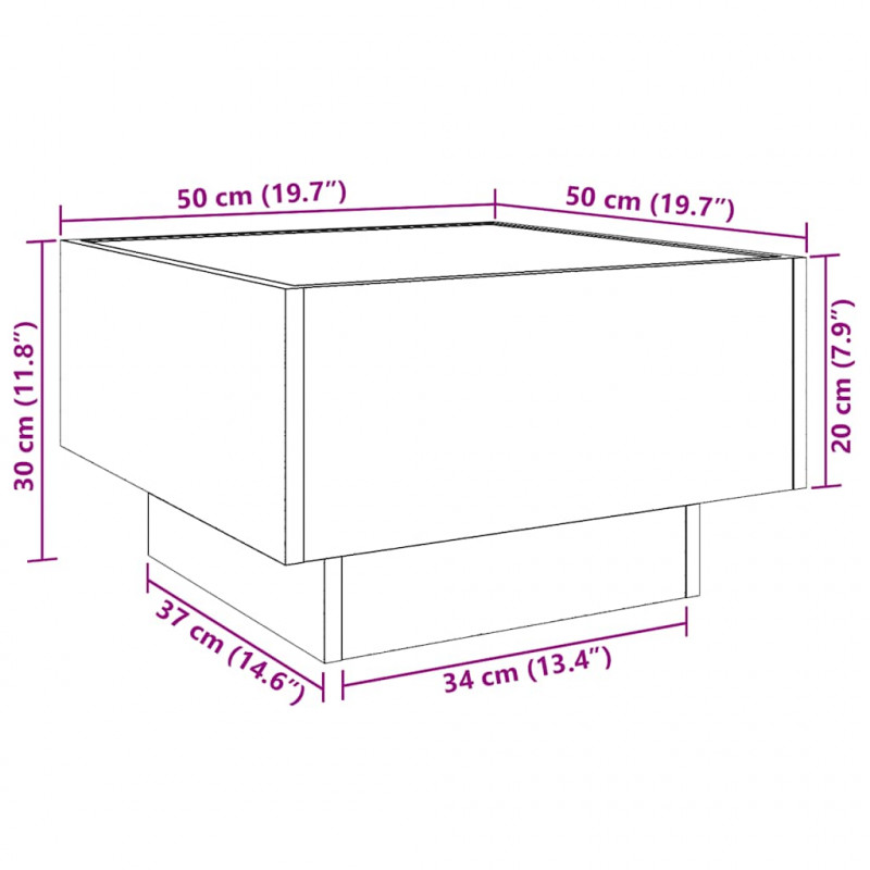 Stolik kawowy z LED, biały, 50x50x30cm, materiał drewnopochodny