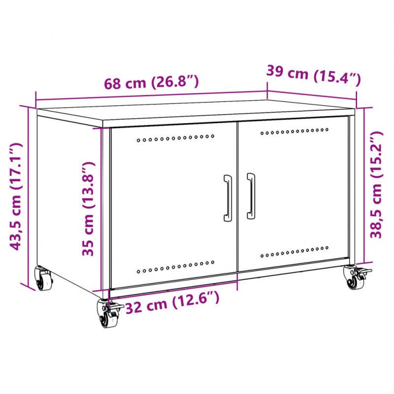 Szafka RTV, biała, 68x39x43,5 cm, stal