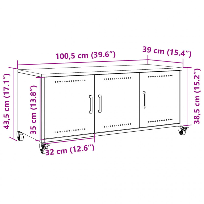 Szafka RTV, biała, 100,5x39x43,5 cm, stal