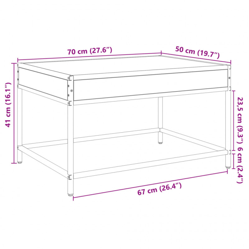 Stolik kawowy z LED Infinity, dąb sonoma, 70x50x41 cm