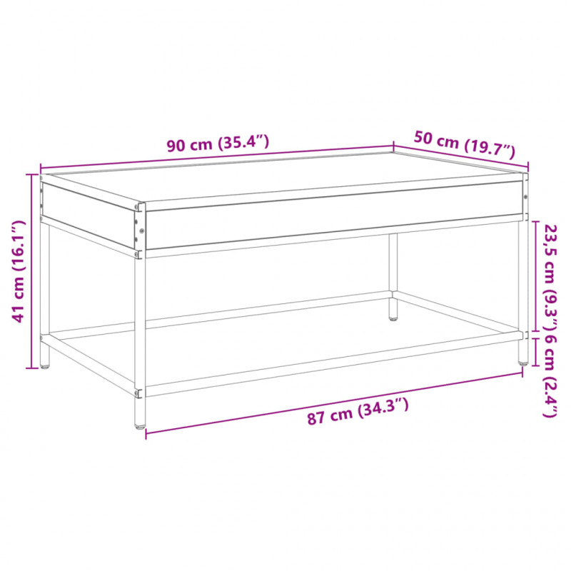 Stolik kawowy z LED Infinity, czarny, 90x50x41 cm