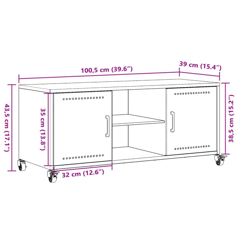Szafka RTV, czarna, 100,5x39x43,5 cm, stal
