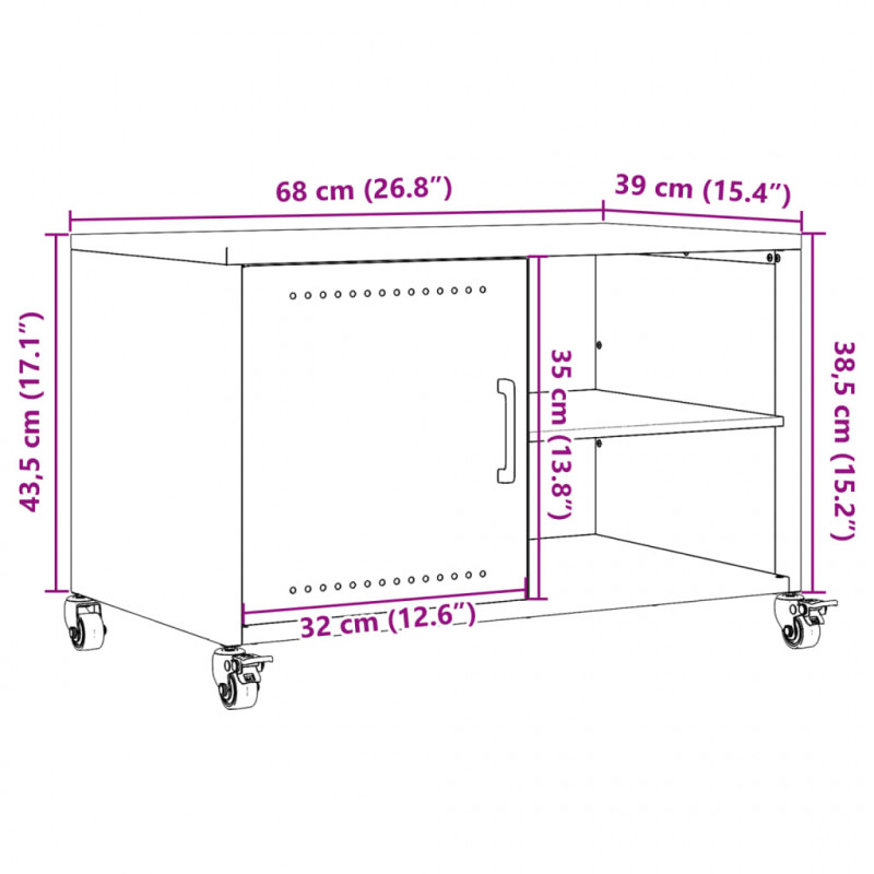 Szafka RTV, różowa, 68x39x43,5 cm, stal