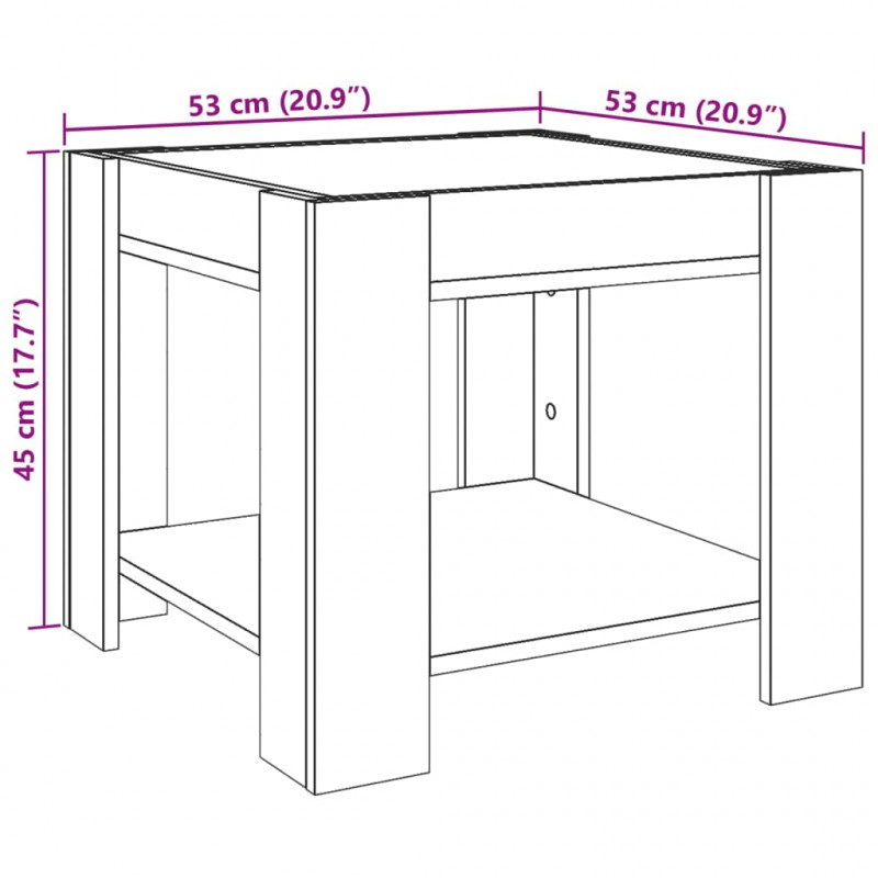 Stolik kawowy z LED, czarny, 53x53x45 cm