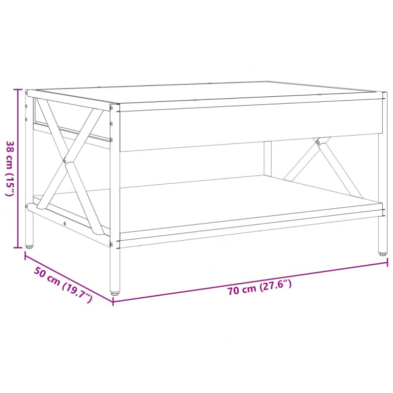 Stolik kawowy z LED Infinity, czarny, 70x50x38 cm