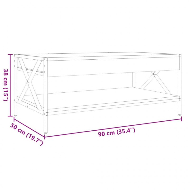 Stolik kawowy z LED Infinity, dąb sonoma, 90x50x38 cm