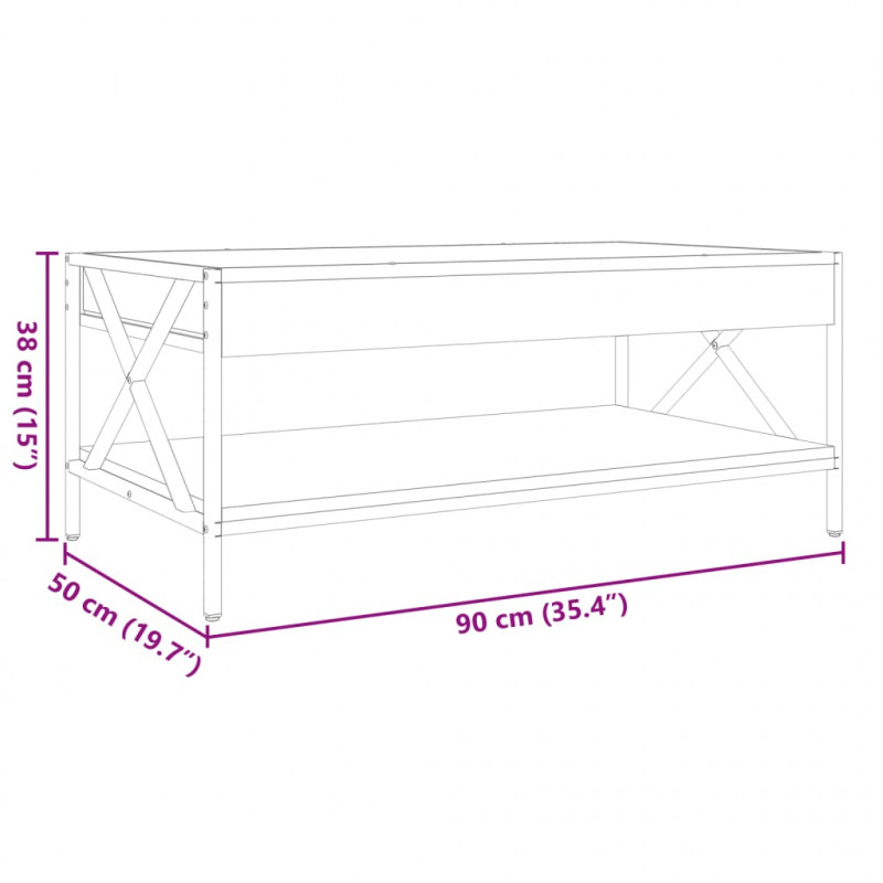 Stolik kawowy z LED Infinity, brązowy dąb, 90x50x38 cm