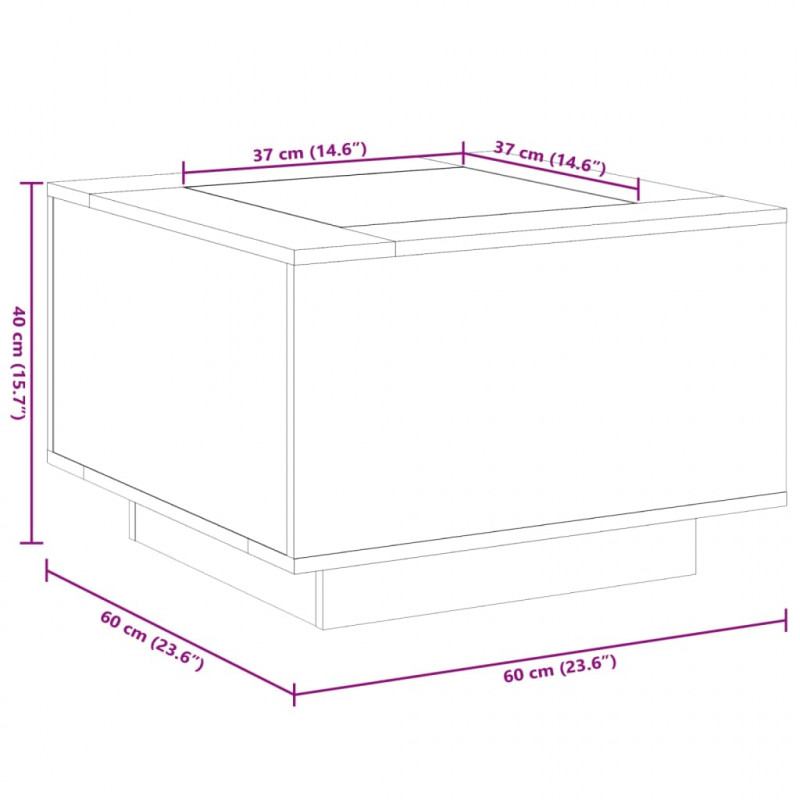 Stolik kawowy z LED, biały, 60x60x40 cm