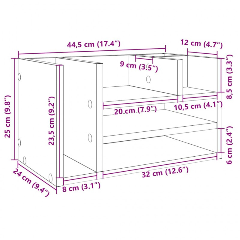 Organizer na biurko, biały, 44,5x24x25 cm