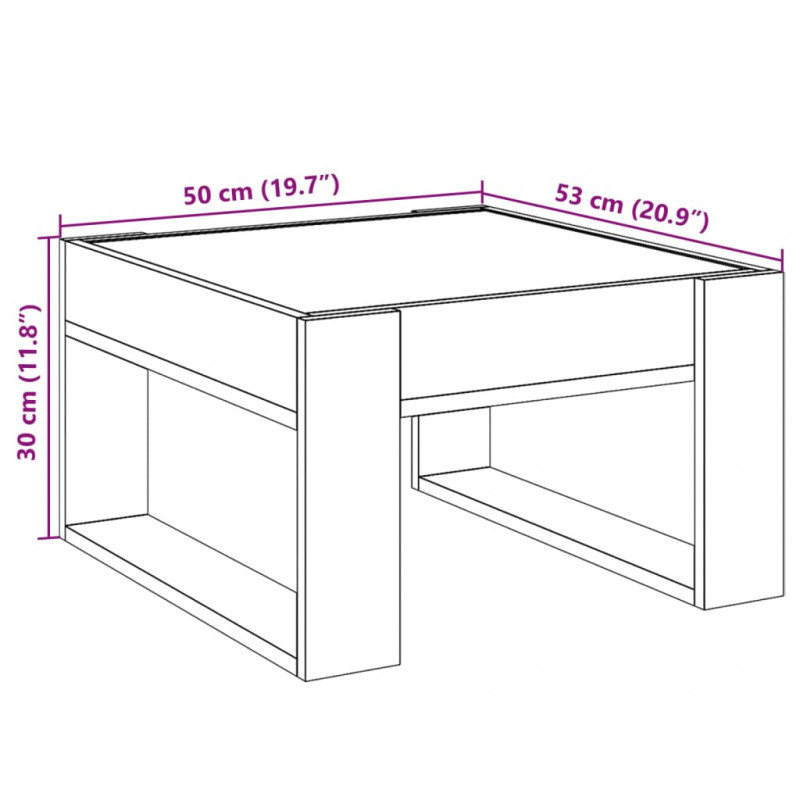 Stolik kawowy z LED Infinity, biały, 50x53x30 cm