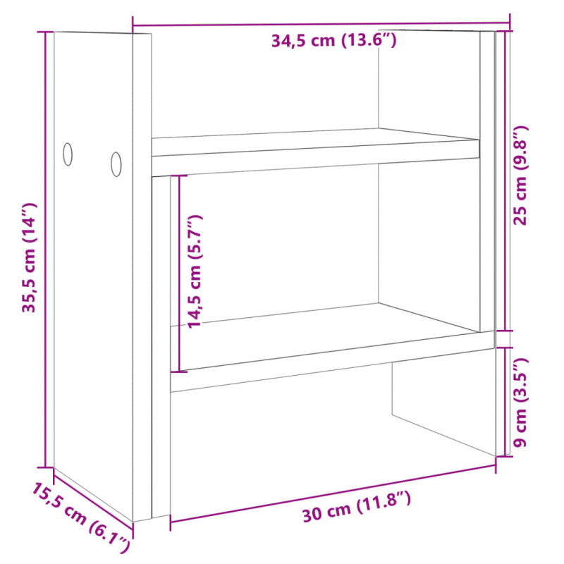 Organizer na biurko, szary dąb sonoma, 34,5x15,5x35,5 cm