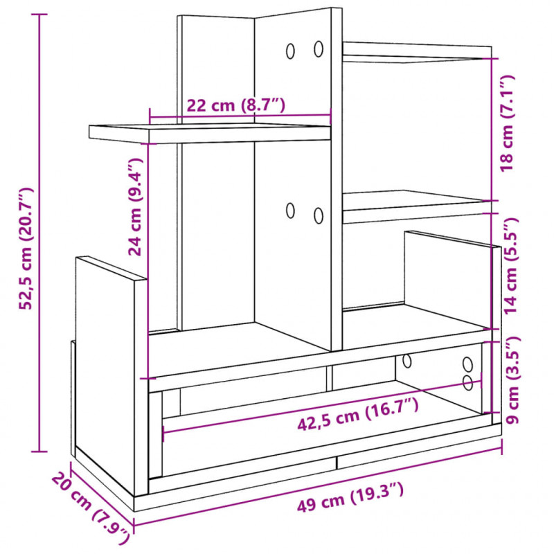 Organizer na biurko, czarny, 49x20x52,5 cm