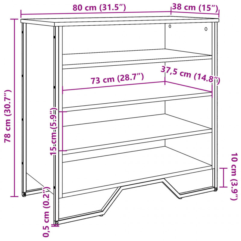 Szafka na buty, czarna, 80x38x78 cm, materiał drewnopochodny