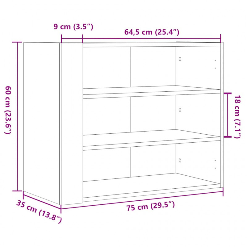 Szafka wisząca, dąb sonoma, 75x35x60, materiał drewnopochodny