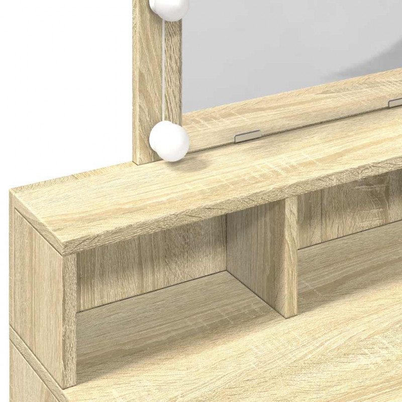Toaletka z oświetleniem LED, dąb sonoma, 80x41x144,5 cm