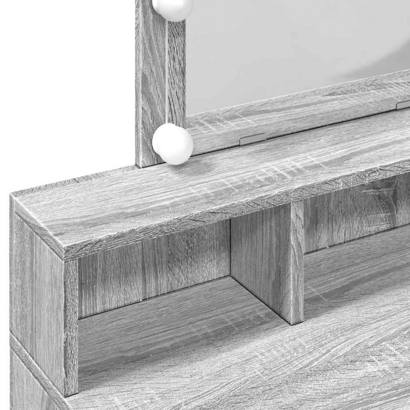 Toaletka z oświetleniem LED, szary dąb sonoma, 80x41x144,5 cm
