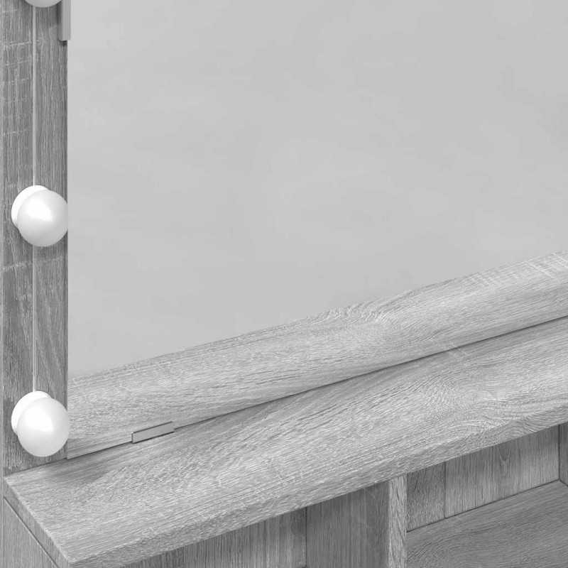 Toaletka z oświetleniem LED, szary dąb sonoma, 80x41x134,5 cm