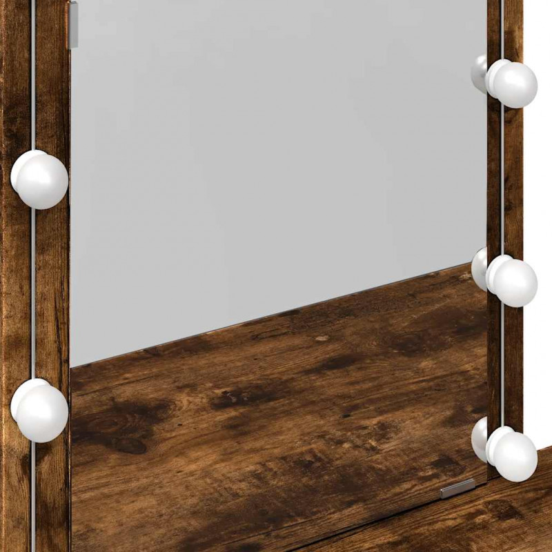 Toaletka z oświetleniem LED, przydymiony dąb, 100x40x130 cm