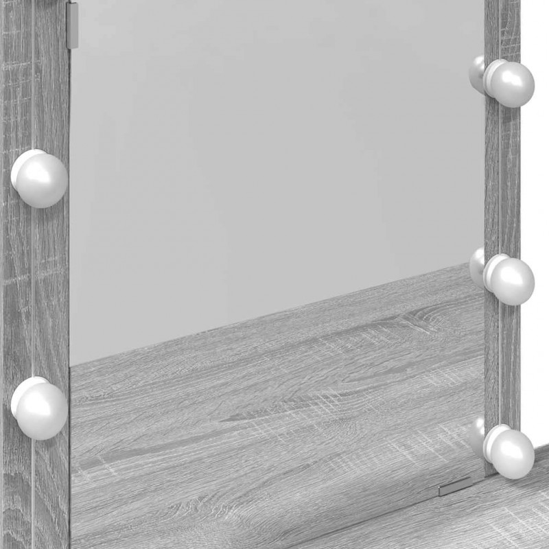 Toaletka z oświetleniem LED, szary dąb sonoma, 100x40x130 cm