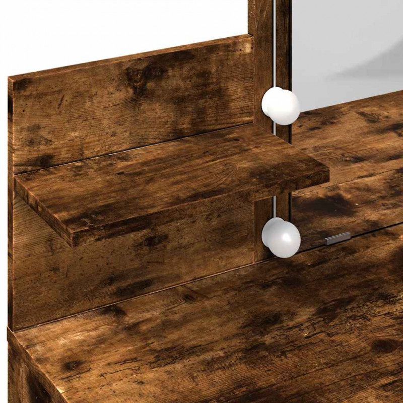 Toaletka z oświetleniem LED, przydymiony dąb, 100x40x130 cm