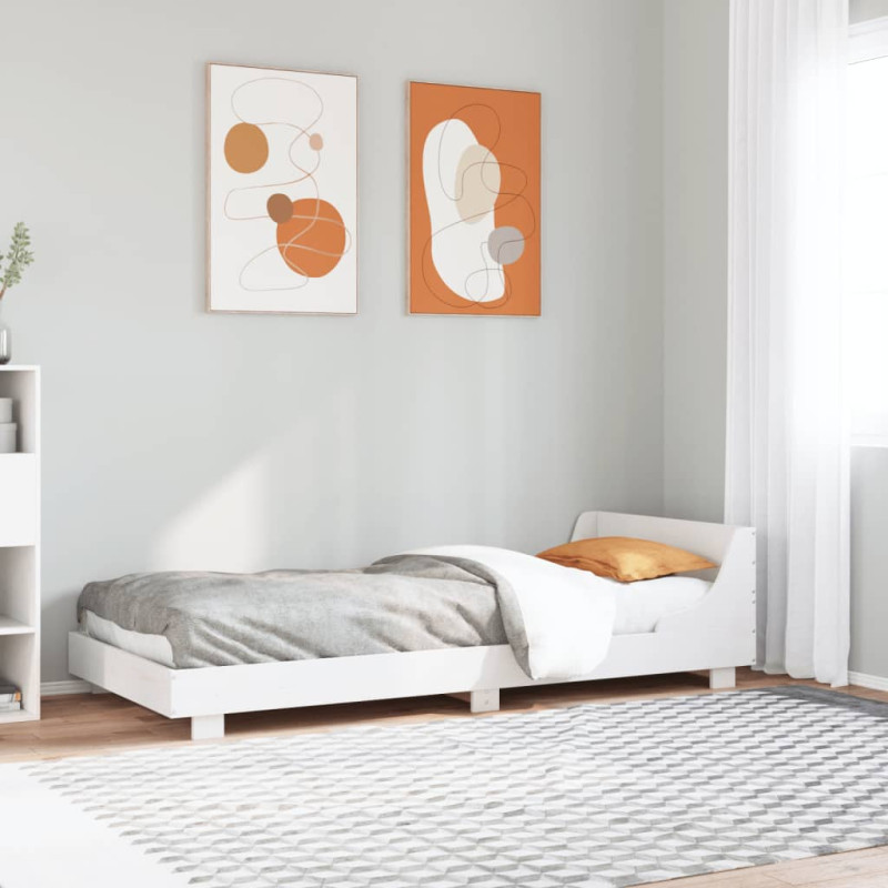 Rama łóżka bez materaca, biała, 90x190 cm, lite drewno sosnowe