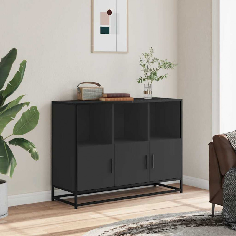 Komoda, czarna, 100x35x76 cm, materiał drewnopochodny