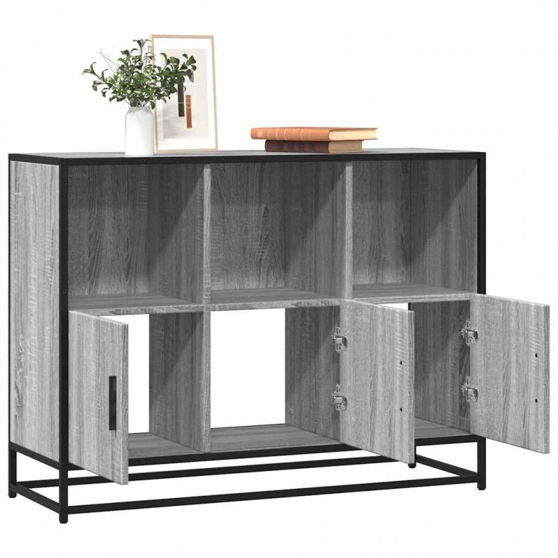 Komoda, szary dąb sonoma, 100x35x76 cm, materiał drewnopochodny