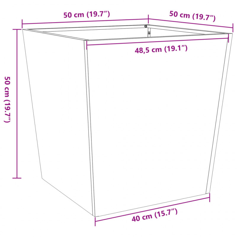 Donice ogrodowe, czarne, 2 szt., 50x50x50 cm, stal