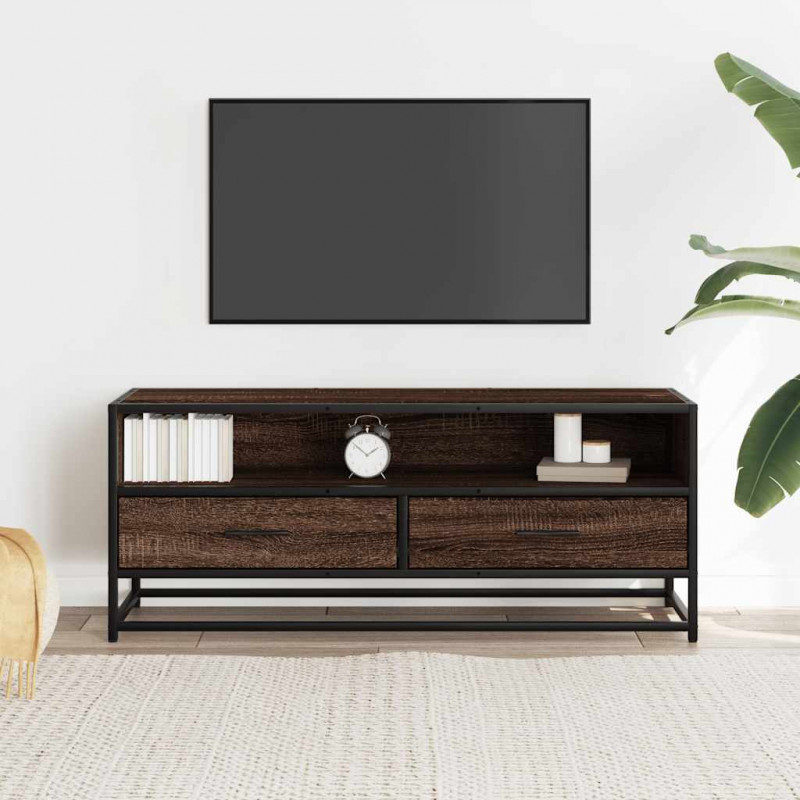 Szafka pod telewizor, brązowy dąb, 100x34,5x40 cm
