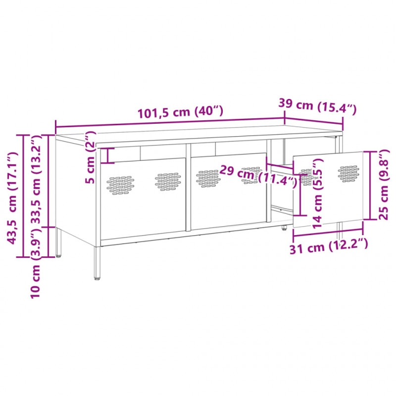 Szafka RTV, antracyt, 101,5x39x43,5 cm, stal walcowana na zimno