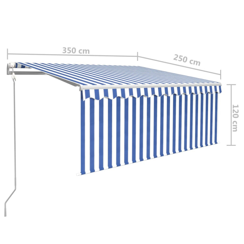 Automatycznie zwijana markiza, LED i czujnik wiatru, 3,5x2,5 m