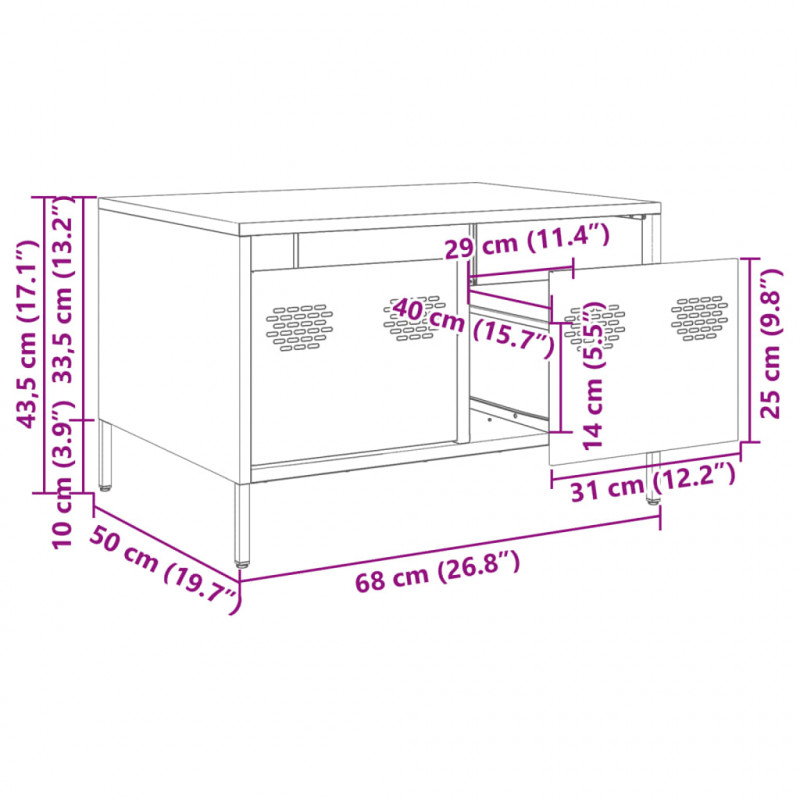 Szafka RTV, czarna, 68x50x43,5 cm, stal walcowana na zimno