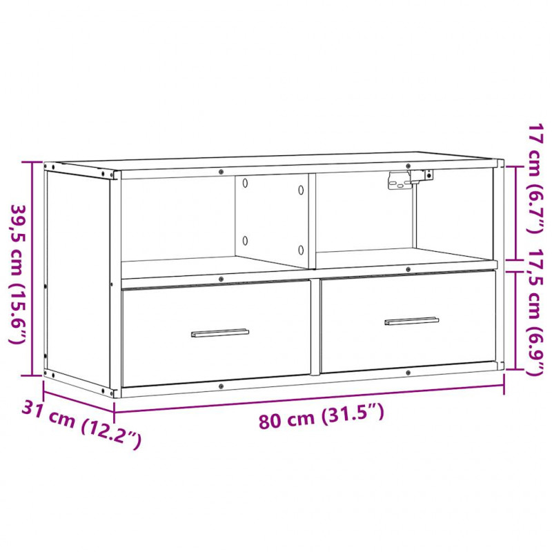 Szafka pod telewizor, przydymiony dąb, 80x31x39,5 cm