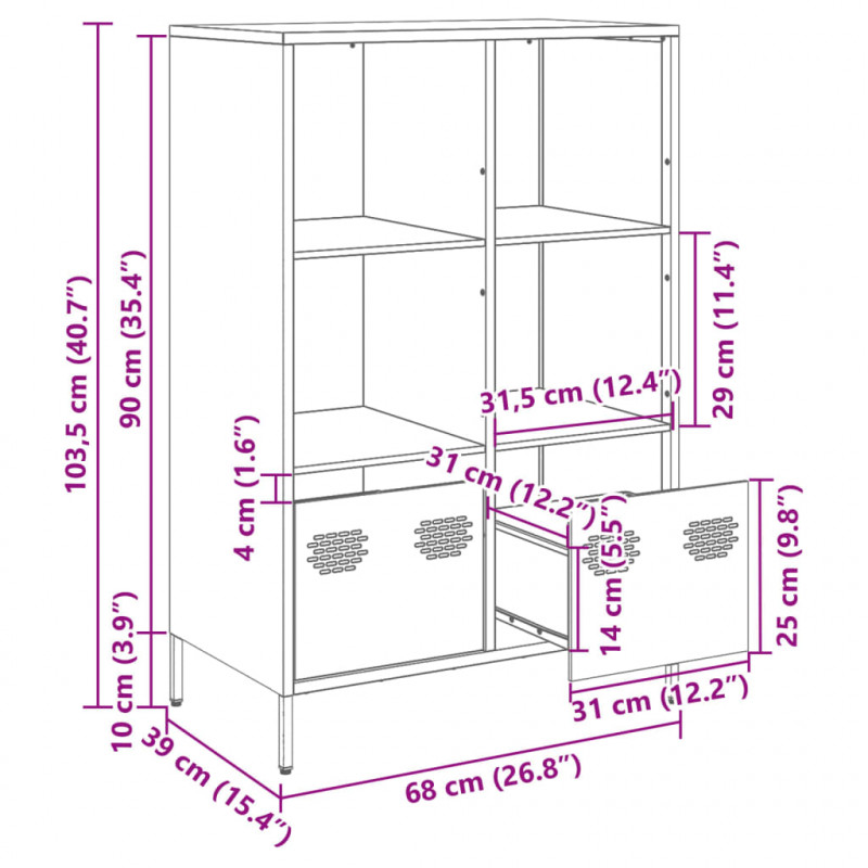 Szafka, antracytowa, 68x39x103,5 cm, stal