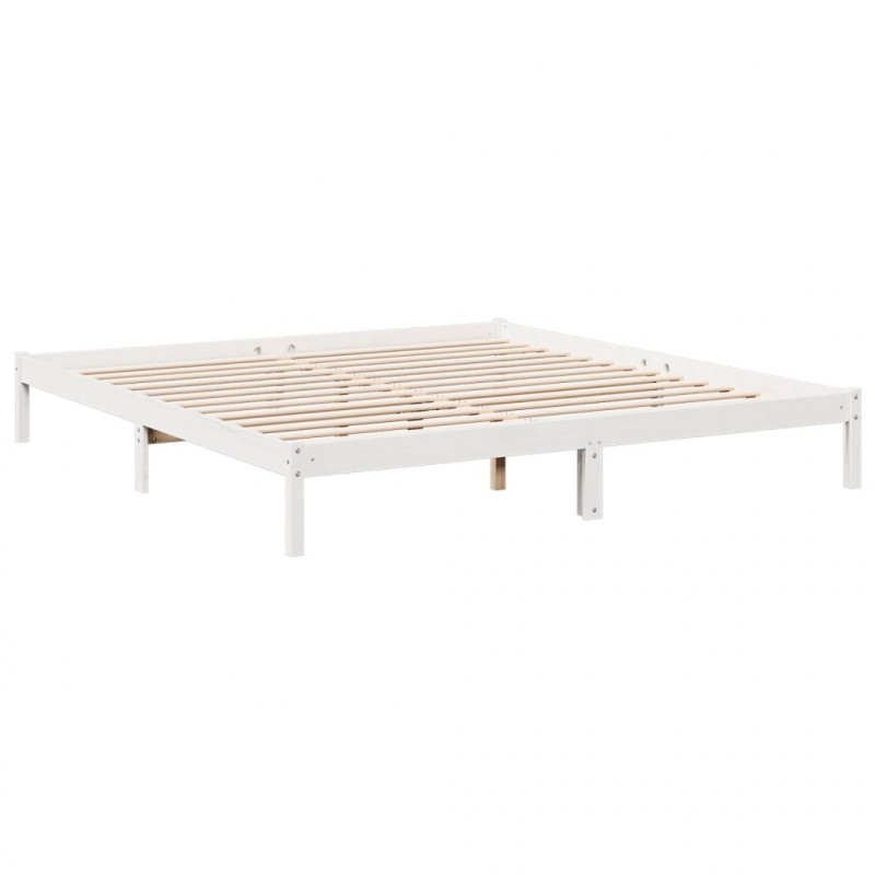 Dłuższe łóżko bez materaca, białe, 200x220 cm, drewno sosnowe