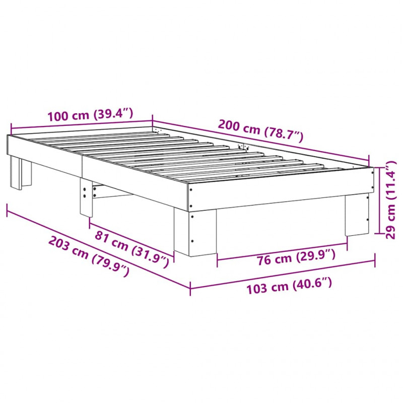 Rama łóżka bez materaca 100x200 cm lite drewno dąb