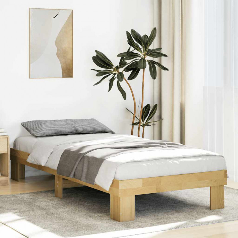 Rama łóżka bez materaca 75x190 cm lite drewno dąb