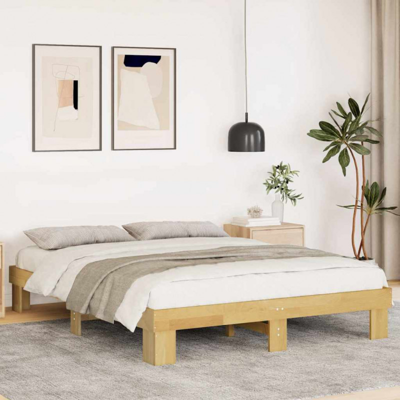 Rama łóżka bez materaca 135x190 cm Drewno lite Dąb