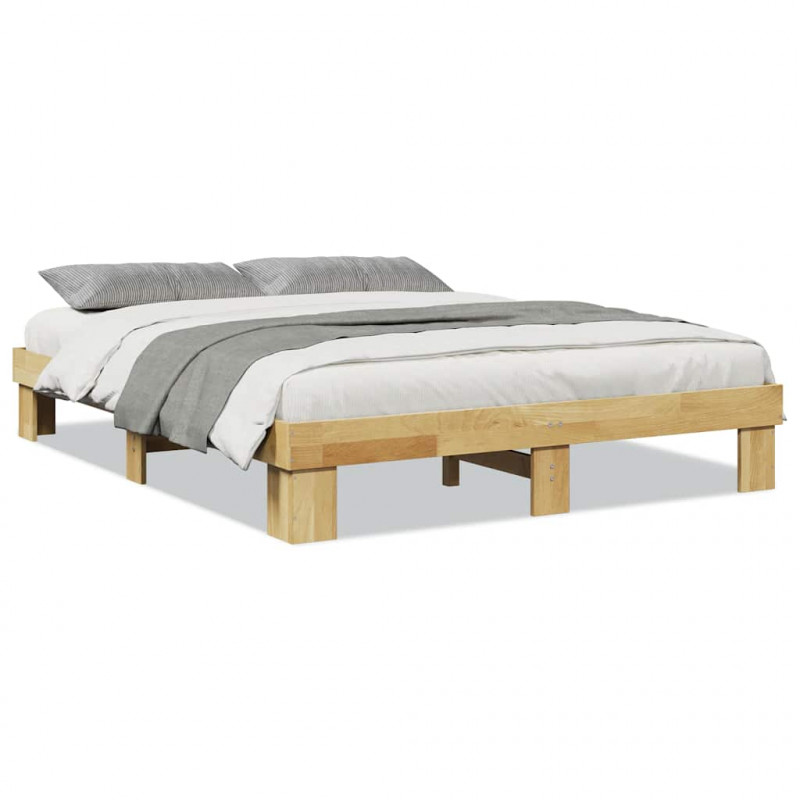 Rama łóżka bez materaca 135x190 cm Drewno lite Dąb