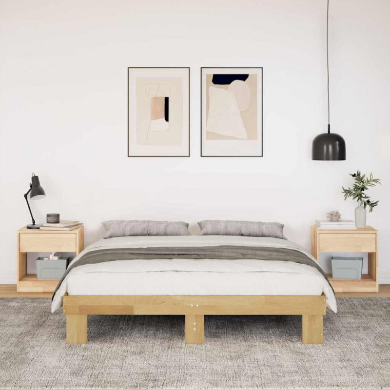 Rama łóżka bez materaca 135x190 cm Drewno lite Dąb