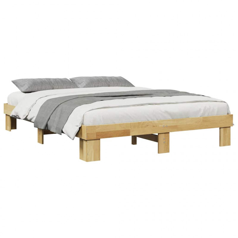 Rama łóżka bez materaca 135x190 cm Drewno lite Dąb