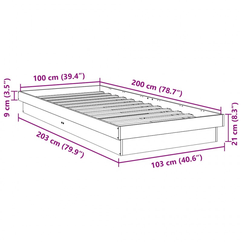 Rama łóżka bez materaca 100x200 cm lite drewno dębowe