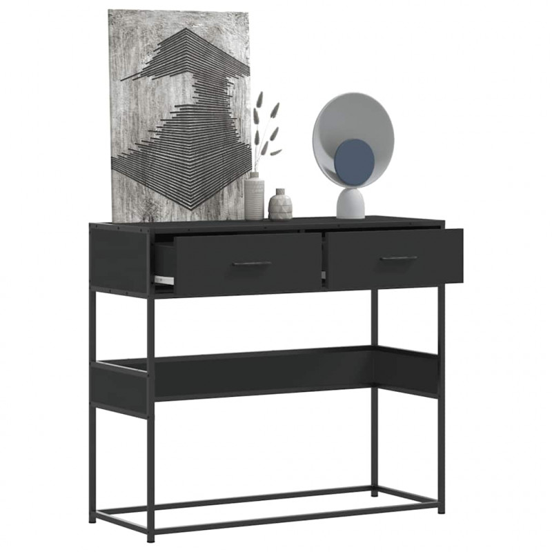 Stolik konsolowy, czarny, 90x35x80 cm, materiał drewnopochodny