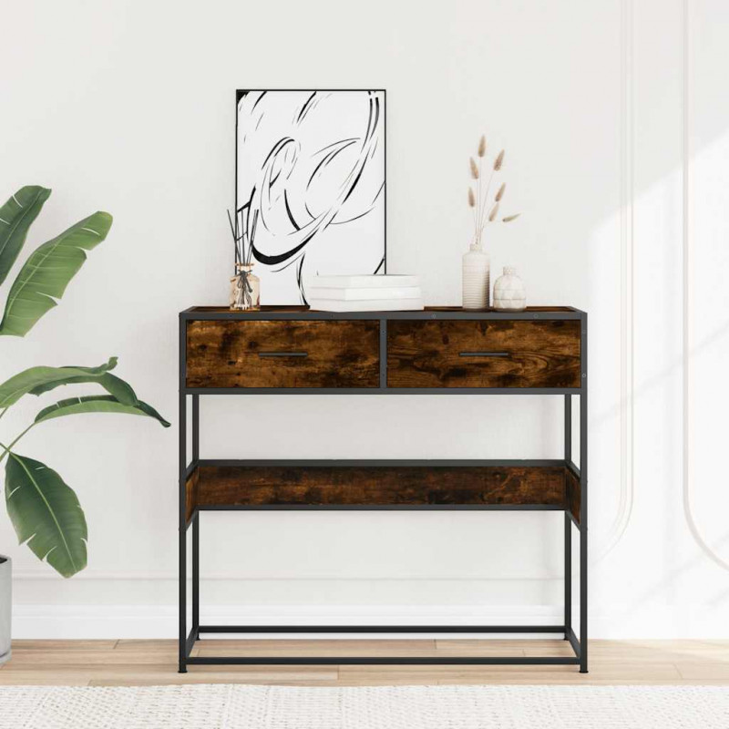 Stolik konsolowy, przydymiony dąb, 90x35x80 cm