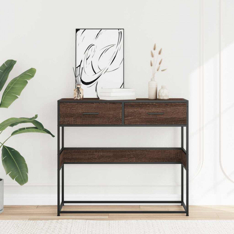 Stolik konsolowy, brązowy dąb, 90x35x80 cm