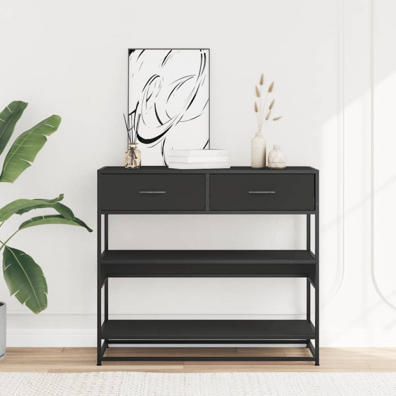 Stolik konsolowy, czarny, 90x35x80 cm, materiał drewnopochodny