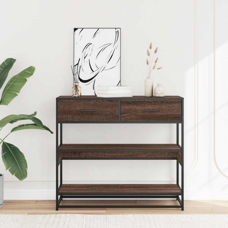 Stolik konsolowy, brązowy dąb, 90x35x80 cm