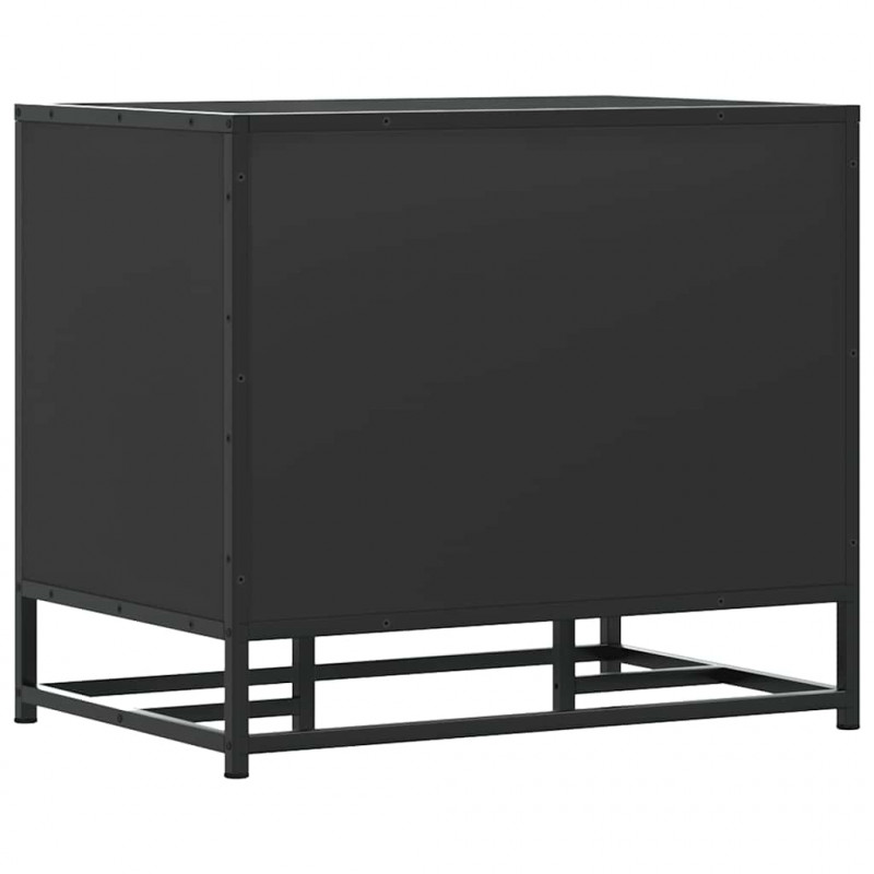 Ławka na buty Czarna 60x40x53,5 cm Drewno i metal