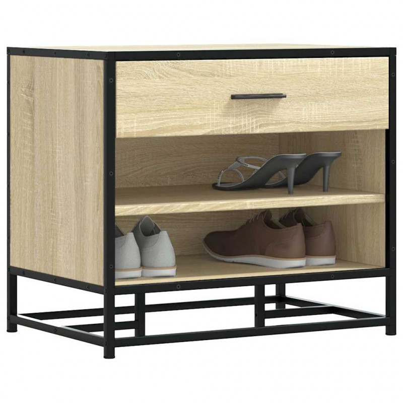 Ławka na buty Sonoma Oak 60x40x53,5 cm Drewno klejone i metal